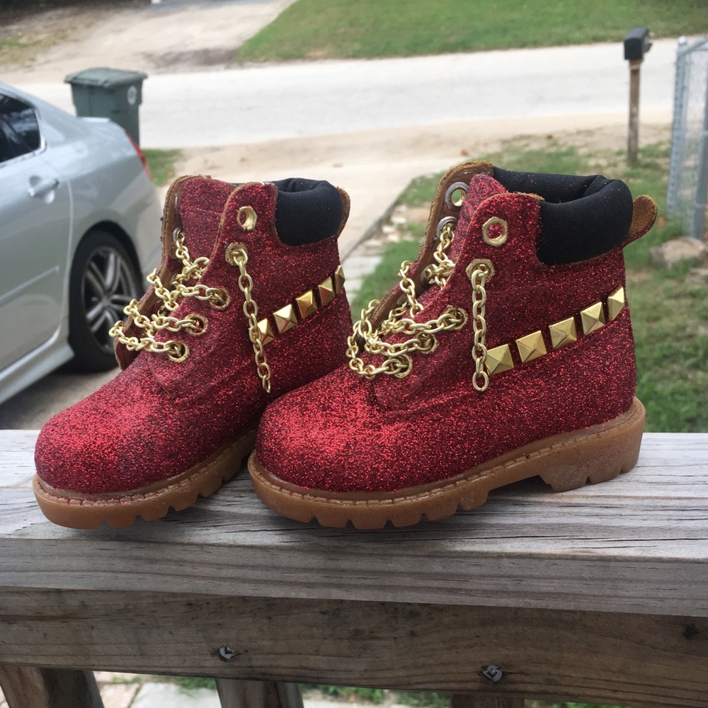 Custom glitter timberland boots size 4c timbs